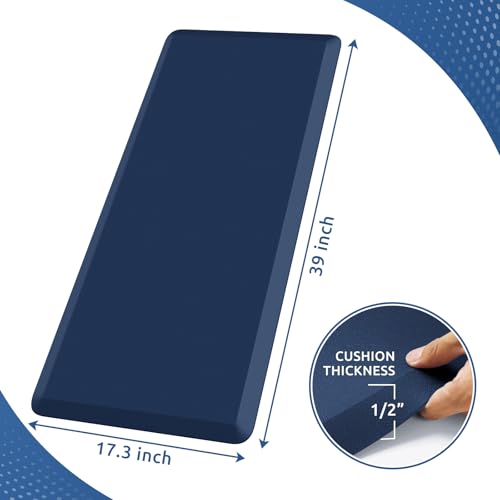 KitchenClouds Kitchen Mat Cushioned Anti Fatigue Kitchen Rug 17.3"x39" Water Resistant Non Slip Kitchen Rugs and Mats Standing Desk Mat Comfort Floor Mats for Kitchen House Sink Office (Blue) - Image 2