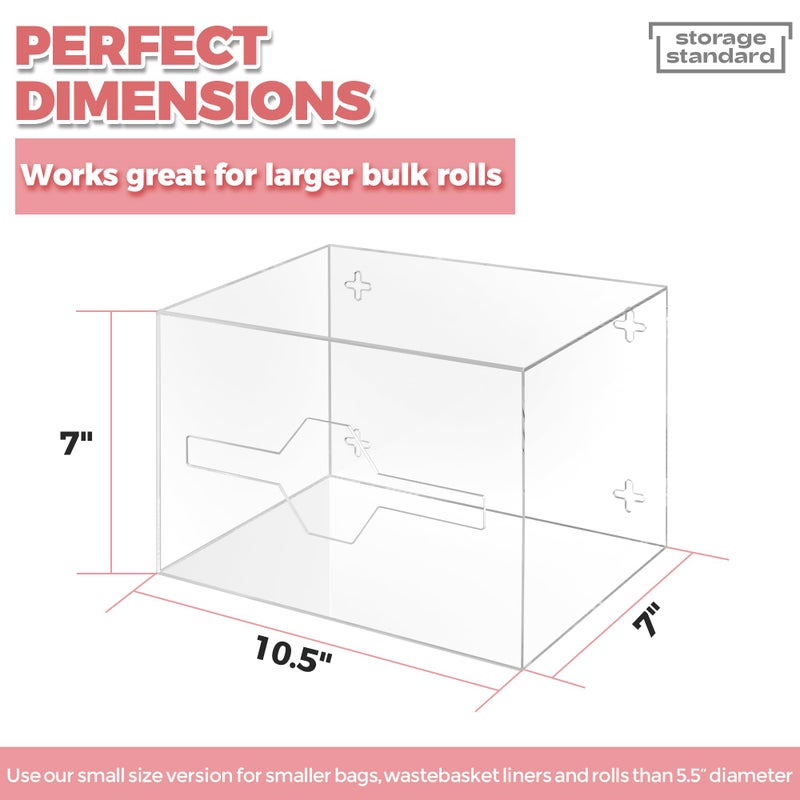 Storage Standard Trash Bag Holder Dispenser 10.5'' x 7'' x 7''- Acrylic Bags Dispensing Roll Organizer Holder, Garbage Liner Holder for Cabinet & Under Sink â€“ Box Has Open Side Design - Image 4