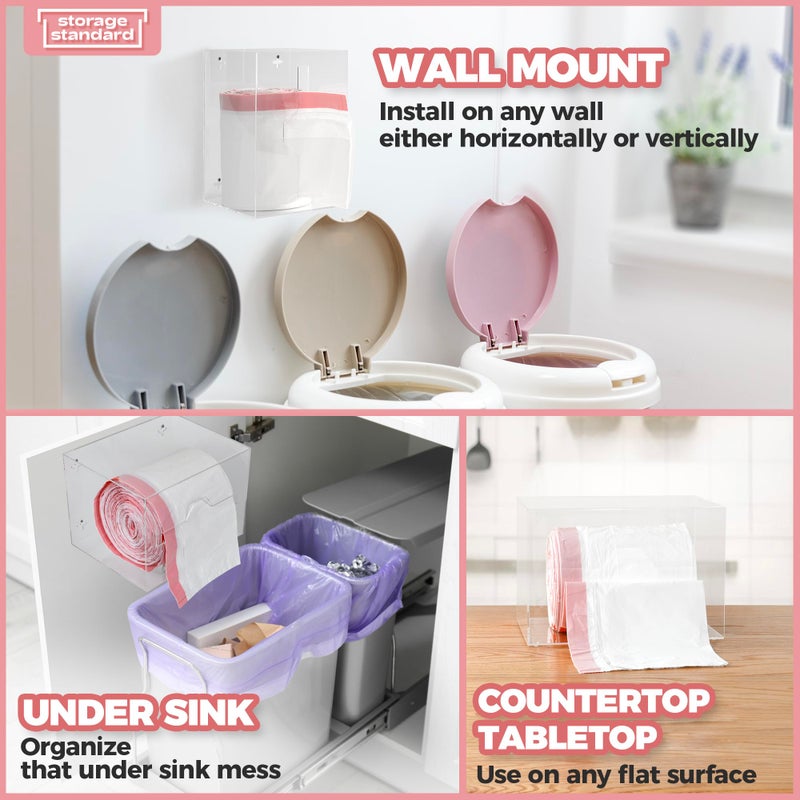 Storage Standard Trash Bag Holder Dispenser 10.5'' x 7'' x 7''- Acrylic Bags Dispensing Roll Organizer Holder, Garbage Liner Holder for Cabinet & Under Sink â€“ Box Has Open Side Design - Image 2