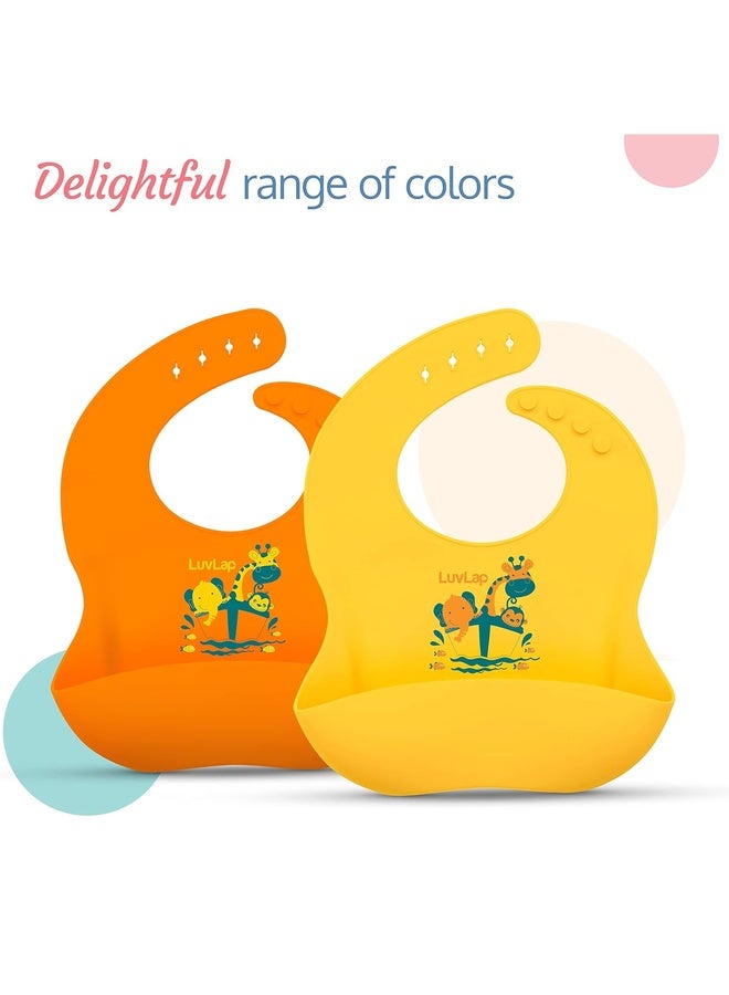 Luvlap Silicone Baby Bib for Feeding & Weaning Babies & Toddlers, Waterproof, Washable & Reusable, Non Messy Easy Cleaning, No Bad Odour, Adjustable Neckline with Buttons (Orange) - Image 5