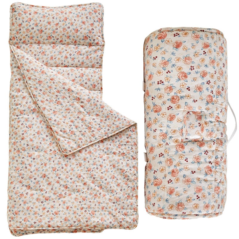 DuShow Toddler Nap Mat with Pillow and BlanketSoft Slumber Bags for GirlsKids Sleeping Bags with Roll Up DesignPink Floral Nap Mats for PreschoolDaycareKindergartenFits Ages 36 YearsPink - Image 2