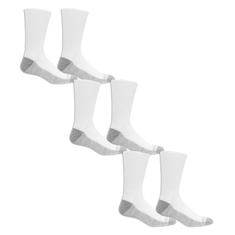 Fruit of the Loom Men's Essential 6 Pack Casual Crew Socks | Arch Support | Black & White, White, Shoe Size: 6-12 - Image 1