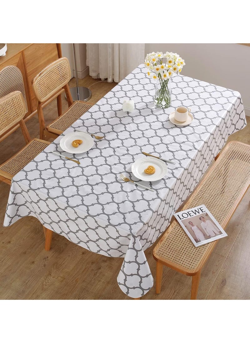 YIM-VIBEHAUS - Rectangle Tablecloth, 100% Waterproof & Oil Proof Plastic Table Cloth, Heavy Duty Table Cover for Dining Table (152 x 213cm, White) - Image 1