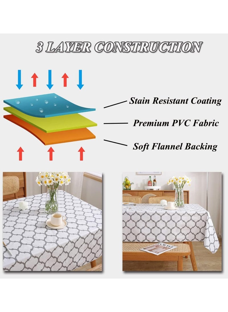 YIM-VIBEHAUS - Rectangle Tablecloth, 100% Waterproof & Oil Proof Plastic Table Cloth, Heavy Duty Table Cover for Dining Table (152 x 213cm, White) - Image 1