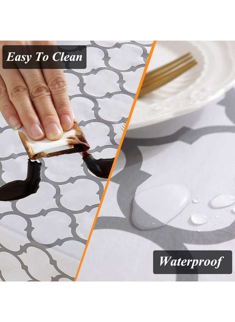 YIM-VIBEHAUS - Rectangle Tablecloth, 100% Waterproof & Oil Proof Plastic Table Cloth, Heavy Duty Table Cover for Dining Table (152 x 213cm, White) - Image 1