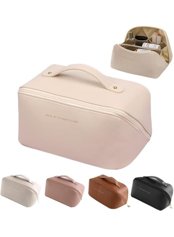 A stylish beige makeup organizer bag, perfect for keeping cosmetics and accessories neat and secure.