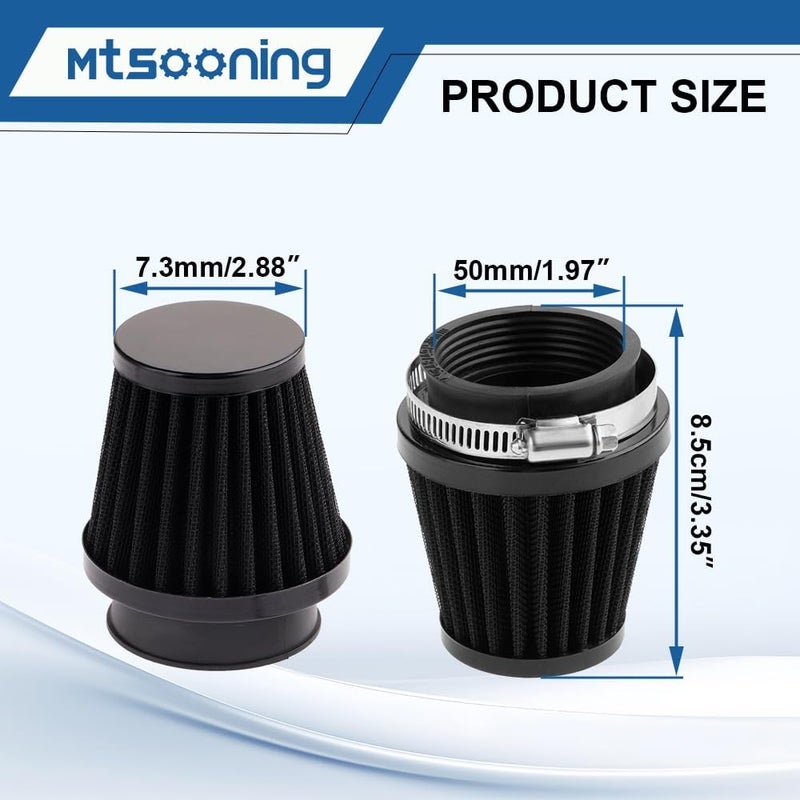 Mtsooning Universal Air Filter, 50mm Motorcycle Cone Intake Breather Cleaner Replacement for ATV Kart Dirt Pit Bike Motorcycle, Scooter, Minibike - Image 5