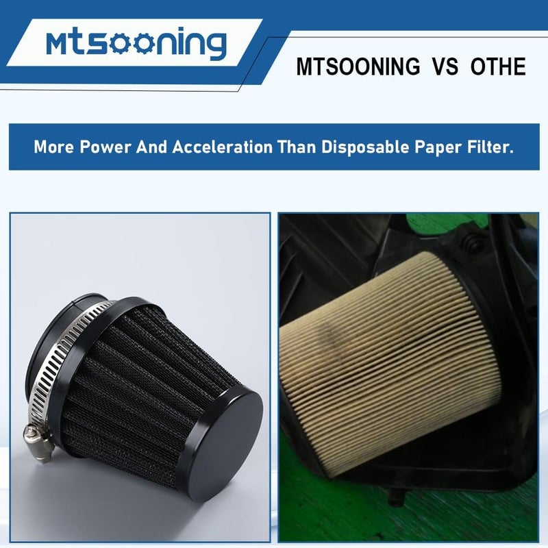Mtsooning Universal Air Filter, 50mm Motorcycle Cone Intake Breather Cleaner Replacement for ATV Kart Dirt Pit Bike Motorcycle, Scooter, Minibike - Image 3