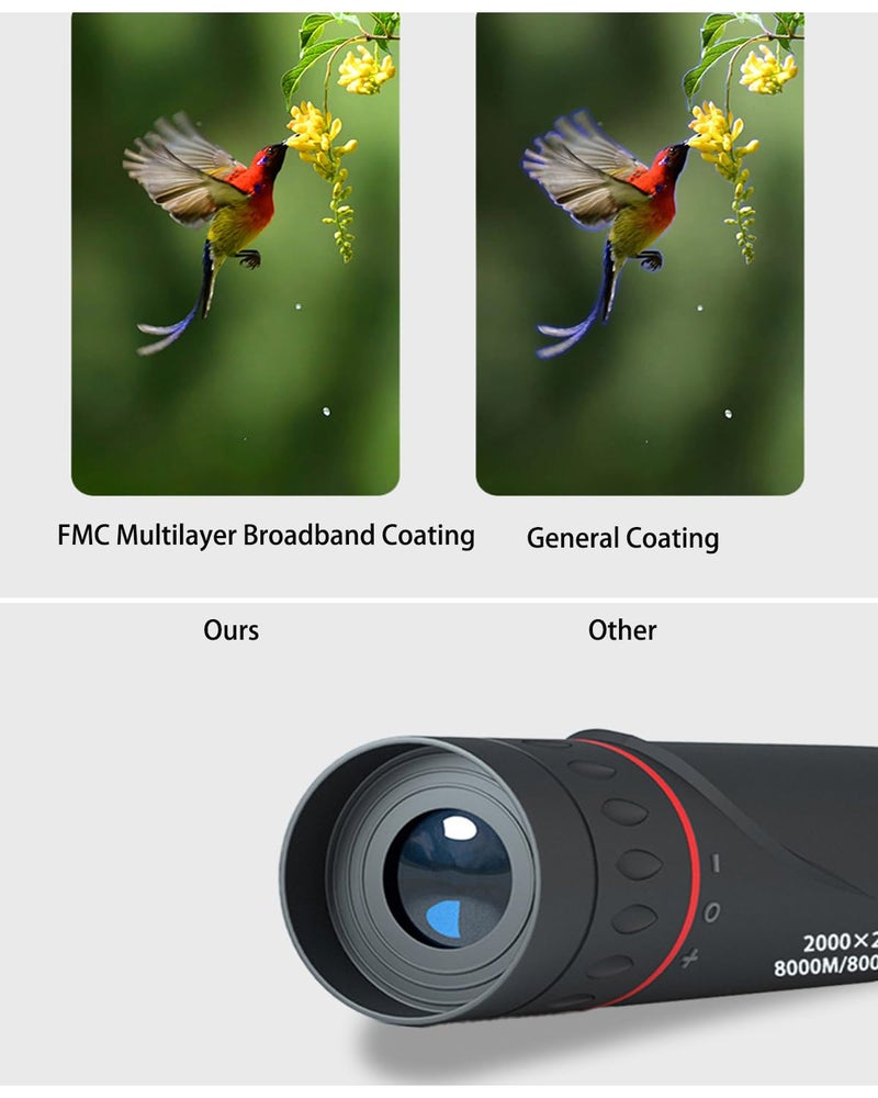 WenTigDY Mini Telescope for Adults,2000X24 Monocular Focus Optics Telescopes onocular Power Monocula,Waterproof Mini Monocular Telescope 8000M/80000M for Sporting Events,Concerts,Camping,Scope,Travelling,Black - Image 3