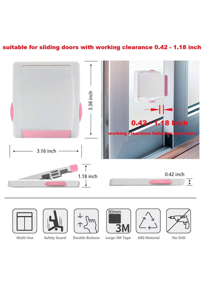 Oasisgalore Sliding Glass Door Child Lock - OKEFAN 4 Pack Baby Safety Slide Window Locks(Pink)  - Image 2