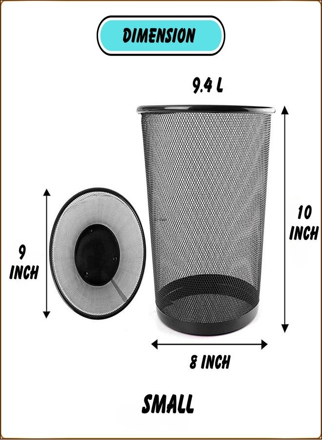 VeleSolv (Pack Of 2 Metal Mesh Open-Top Dustbin For Office Use & Home/Multipurpose (Small, Black) - Image 2
