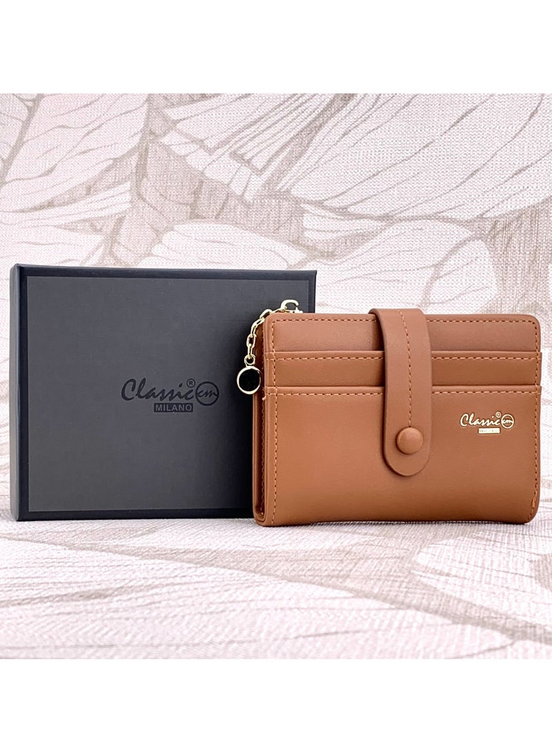 كلاسيك ميلانو - محفظة نسائية أنيقة من الجلد الصناعي مع حافظة بطاقات | محفظة عملات معدنية للنساء | محفظة نسائية نحيفة للاستخدام اليومي والسفر والهدايا - Image 1