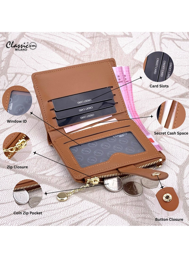 كلاسيك ميلانو - محفظة نسائية أنيقة من الجلد الصناعي مع حافظة بطاقات | محفظة عملات معدنية للنساء | محفظة نسائية نحيفة للاستخدام اليومي والسفر والهدايا - Image 2