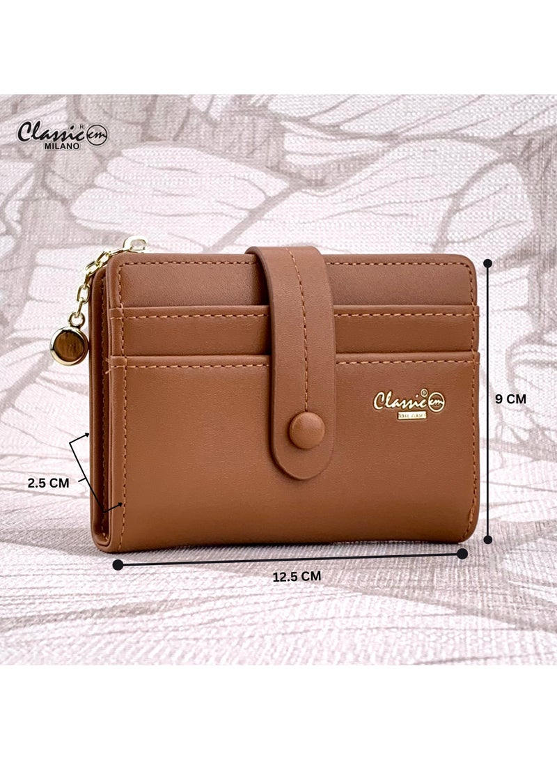 كلاسيك ميلانو - محفظة نسائية أنيقة من الجلد الصناعي مع حافظة بطاقات | محفظة عملات معدنية للنساء | محفظة نسائية نحيفة للاستخدام اليومي والسفر والهدايا - Image 5