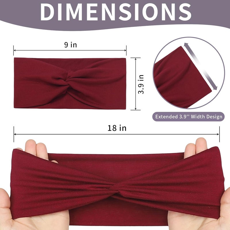 Panleding 12 Pcs Stretchy Headbands for Women, Absorbed Sport Headband Soft Twist Knotted Hairbands for Daily Life Yoga Workout(Black/Brown/White/Red) - Image 2