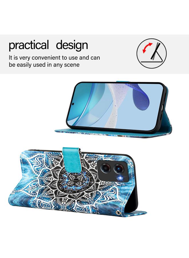 اس-توب جراب لهاتف موتورولا موتو جي 05، مصنوع من الجلد المنسوج البسيط بنمط رسم ملون - Image 4