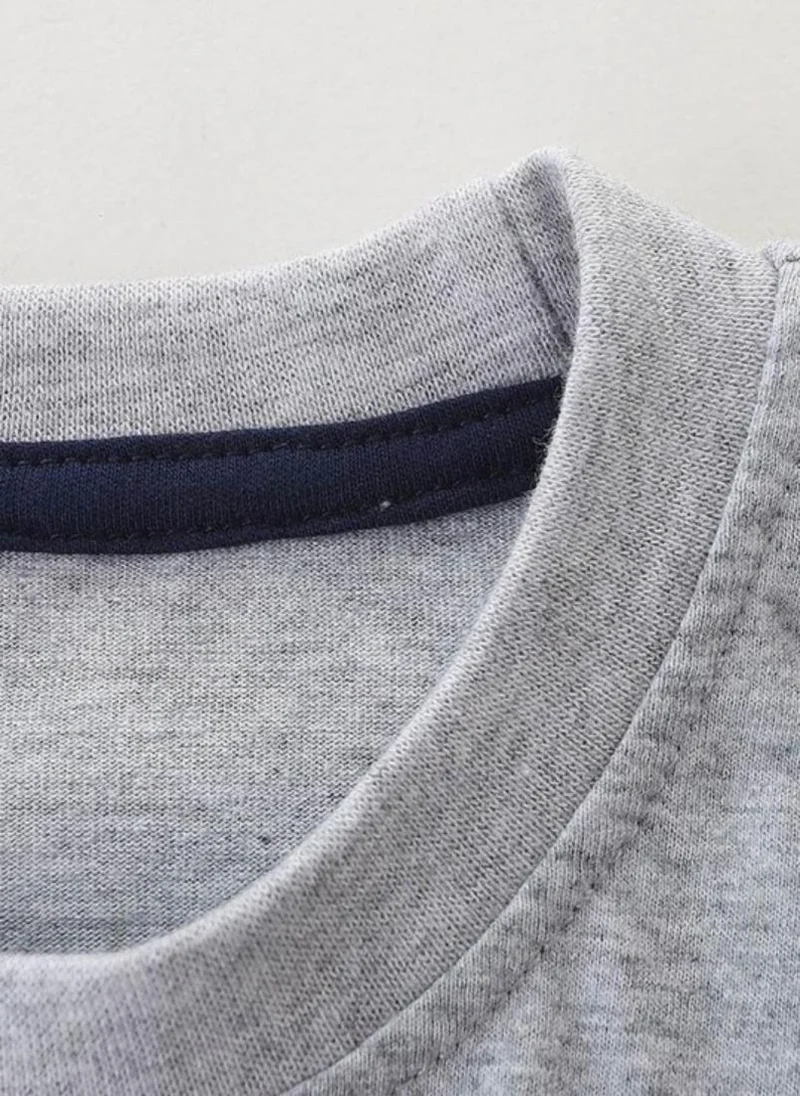 YUNIQEE Grey Printed Round Neck Cotton T-shirt