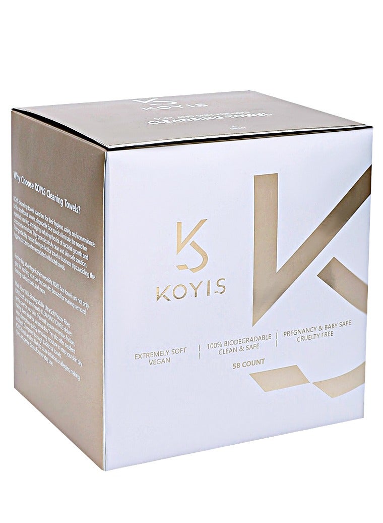 KOYIS Face Towels Disposable Biodegradable Dry Wipes for Sensitive Skin,Plant Long Fiber Facial Cotton Pad Towels for Washing Face,Skincare and Makeup Remover,With Dust-proof Magnetic Cover,30x25 CM(58 pcs)  - Image 1