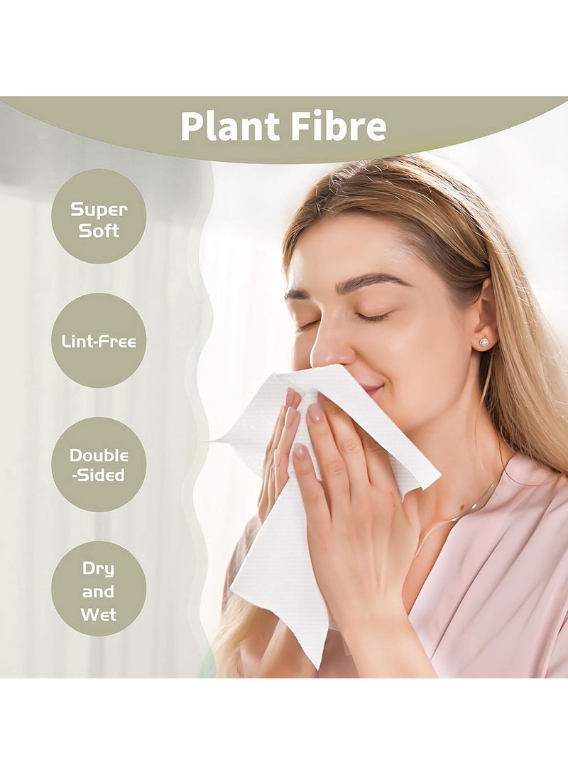 KOYIS Face Towels Disposable Biodegradable Dry Wipes for Sensitive Skin,Plant Long Fiber Facial Cotton Pad Towels for Washing Face,Skincare and Makeup Remover,With Dust-proof Magnetic Cover,30x25 CM(58 pcs)  - Image 2