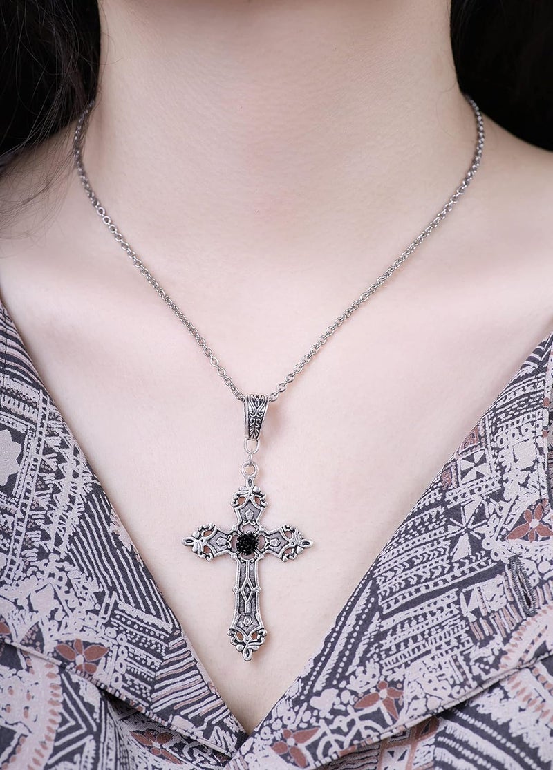 Sacina قلادة صليب قوطية من ساسينا، طوق صليب، مجوهرات قوطية هدية للنساء - Image 1