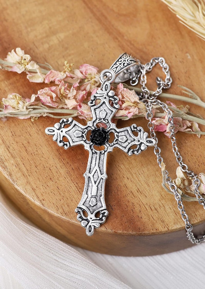 Sacina قلادة صليب قوطية من ساسينا، طوق صليب، مجوهرات قوطية هدية للنساء - Image 5