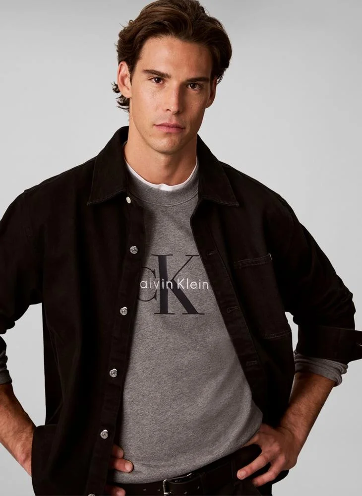 Calvin Klein Jeans  Cotton Terry Monogram Sweatshirt for Men | Best Price UAE