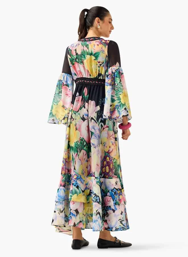 2Xtremz Floral Chiffon Maxi Dress