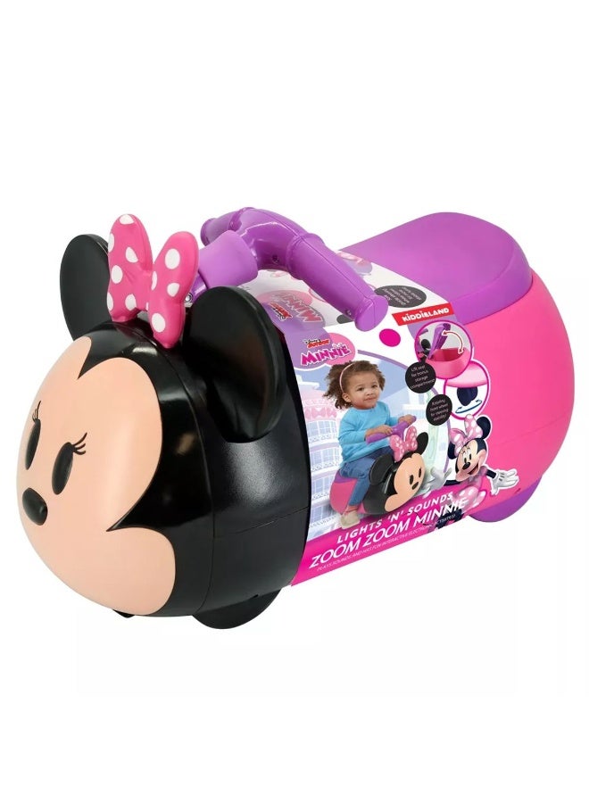 Kiddieland لعبة ركوب كيدي لاند ديزني ميني ماوس مع أضواء وأصوات زوم ميني (48.26 × 28.91 × 34.29 سم، وردي/أسود) - Image 1