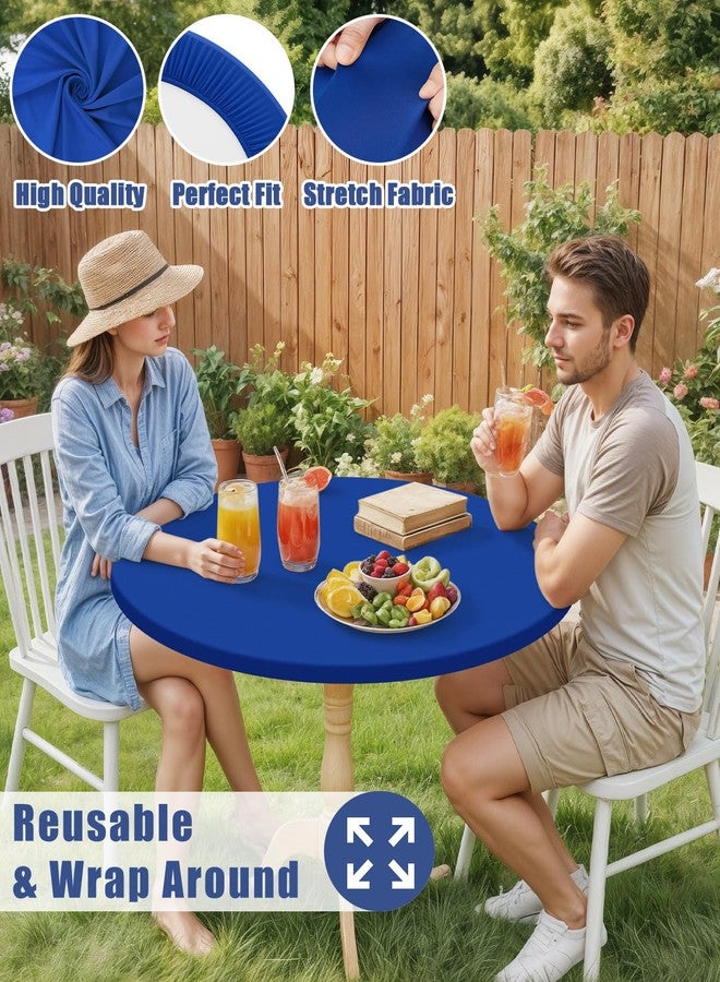 Moosfor Round Spandex Tablecloth, Elastic Fitted Waterproof Tablecloths for 36"-44" Tables, Stretch Washable Picnic Table Cover for Camping, Dining, Indoor and Outdoor, Blue - Image 5