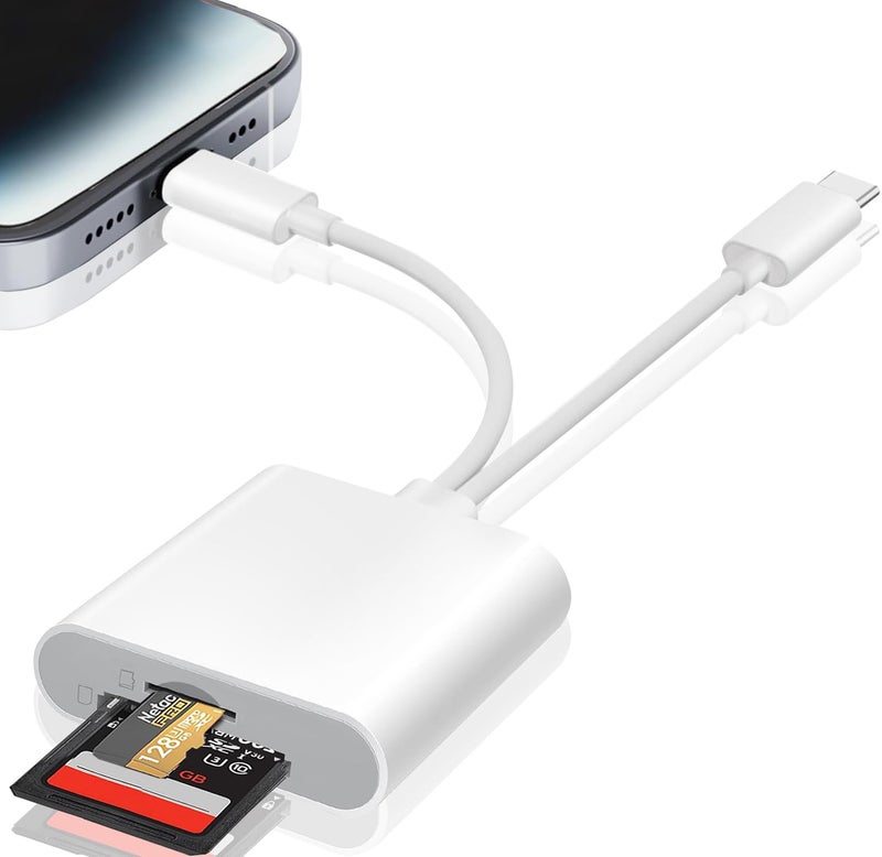 Luonanava SD Card Reader for iPhone, iPad, USB C & Lightning Dual Connector Digital Camera Adapter to iPhone, High-Speed Trail Camera Memory Card Viewer, Support SD/Micro SD Cards, Plug and Play - Image 1
