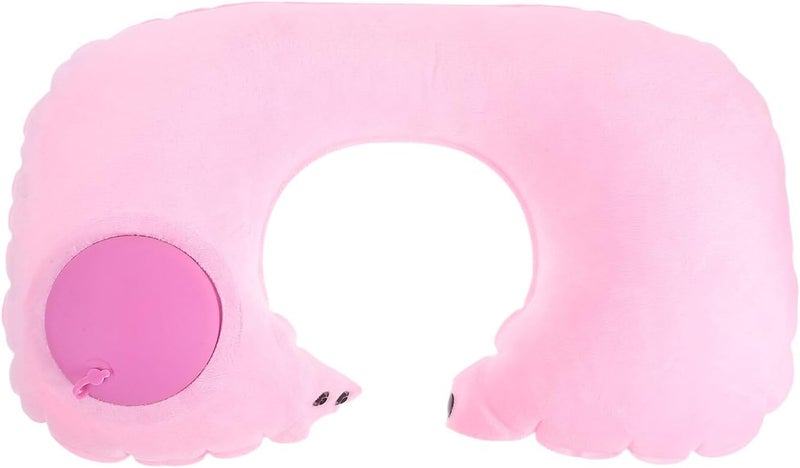 Inflatable U-Shaped Travel Neck Pillow Crystal Velvet Cover, Portable Air Pillow for Airplane, Car, and Train, Lightweight Support for Adults on Long Flights and Travel - Image 1