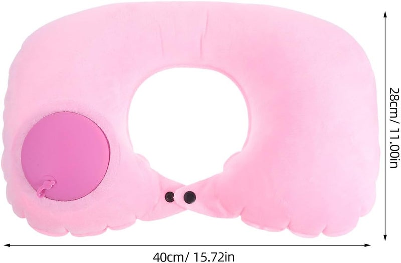 Inflatable U-Shaped Travel Neck Pillow Crystal Velvet Cover, Portable Air Pillow for Airplane, Car, and Train, Lightweight Support for Adults on Long Flights and Travel - Image 2