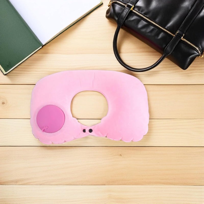 Inflatable U-Shaped Travel Neck Pillow Crystal Velvet Cover, Portable Air Pillow for Airplane, Car, and Train, Lightweight Support for Adults on Long Flights and Travel - Image 5