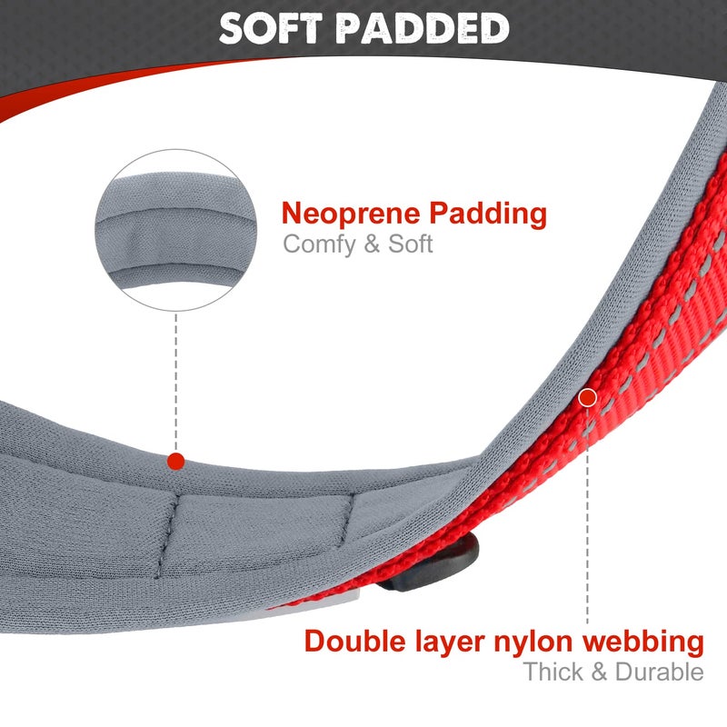 Joytale Dog Collar for Extra Large Dogs, Neoprene Padded and Adjustable, Reflective Wide Heavy Duty Pet Collars with Durable Metal Belt Buckle for Walking, Red, XL - Image 2