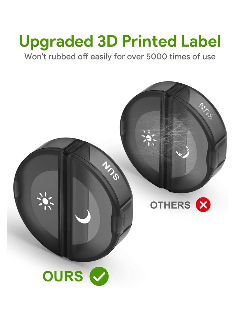 Weekly Pill Organizer 2 Times A Day, Portable Travel Round Pill Box 7 Day With Large Compartments, Portable Travel Pill Case for Vitamins, Medicine, Fish Oils, Supplements (Black) - Image 4