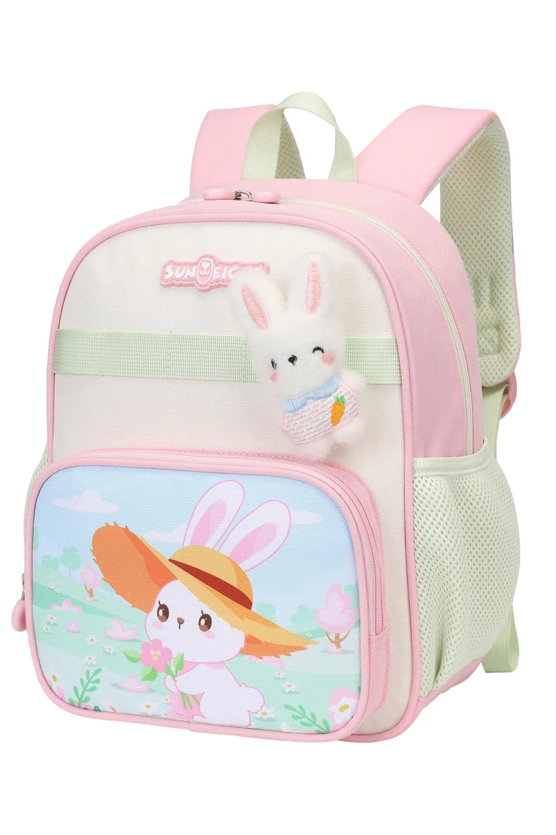 صن إيت Premium 12-inch Light Weight School Backpack Water Resistant Polyester Cute Rabbit Cartoon Daypack for Girls, SE22248, Pink