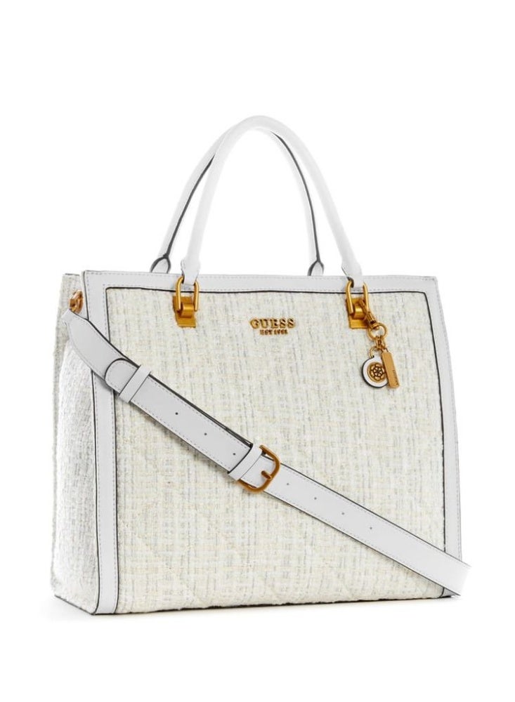 Guess Women’s Structured Tote Bag – White / Cream - Image 1