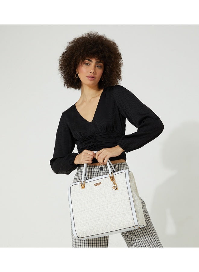 Guess Women’s Structured Tote Bag – White / Cream - Image 5