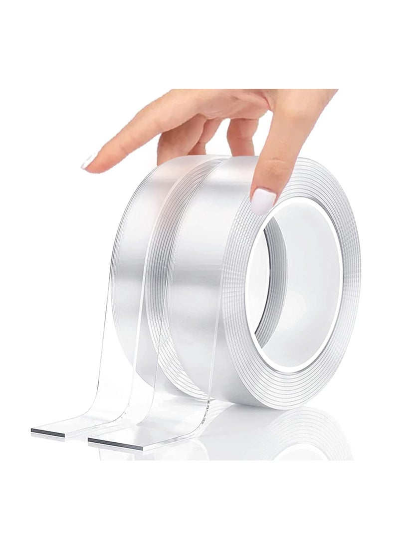 Generic Double Sided Tape Transparent Washable Waterproof Strong Adhesive Tape Reusable Silicone Tape For Household and Industrial Use Heavy Duty Tape 3mX3cmX2mm (2Pcs)  - Image 1