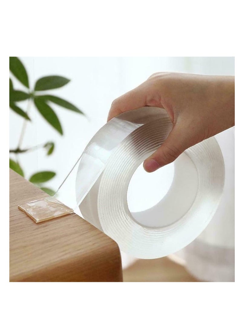 Generic Double Sided Tape Transparent Washable Waterproof Strong Adhesive Tape Reusable Silicone Tape For Household and Industrial Use Heavy Duty Tape 3mX3cmX2mm (2Pcs)  - Image 2