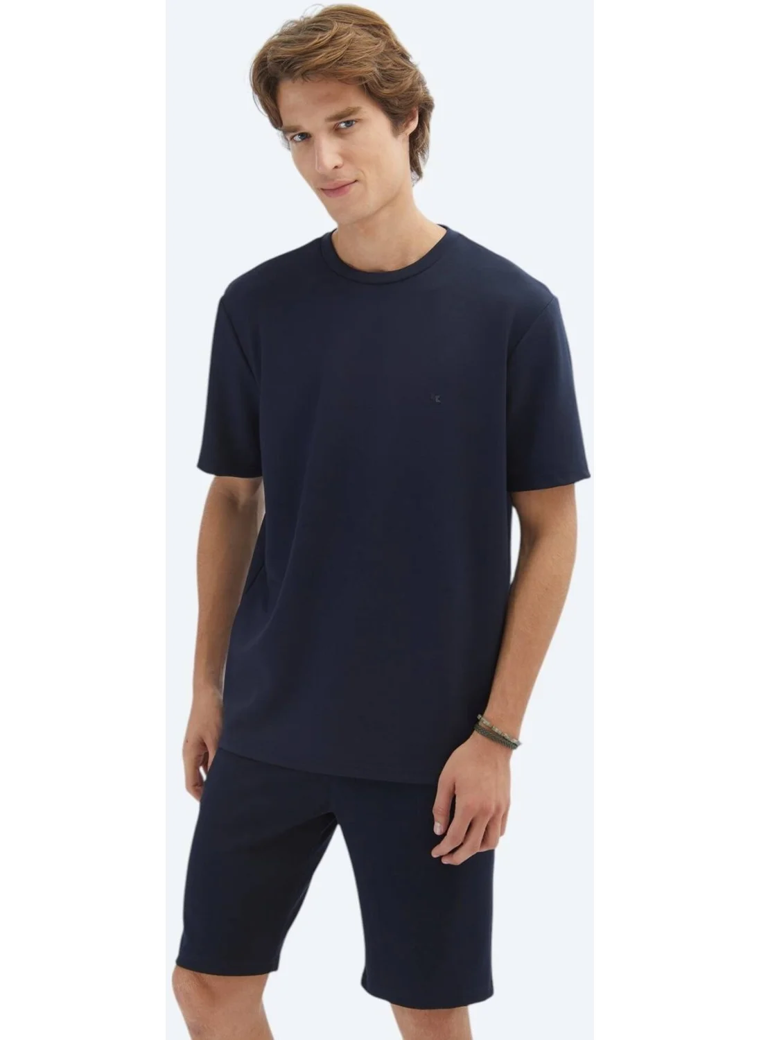 Kip Navy Blue Plain Crew Neck T-Shirt