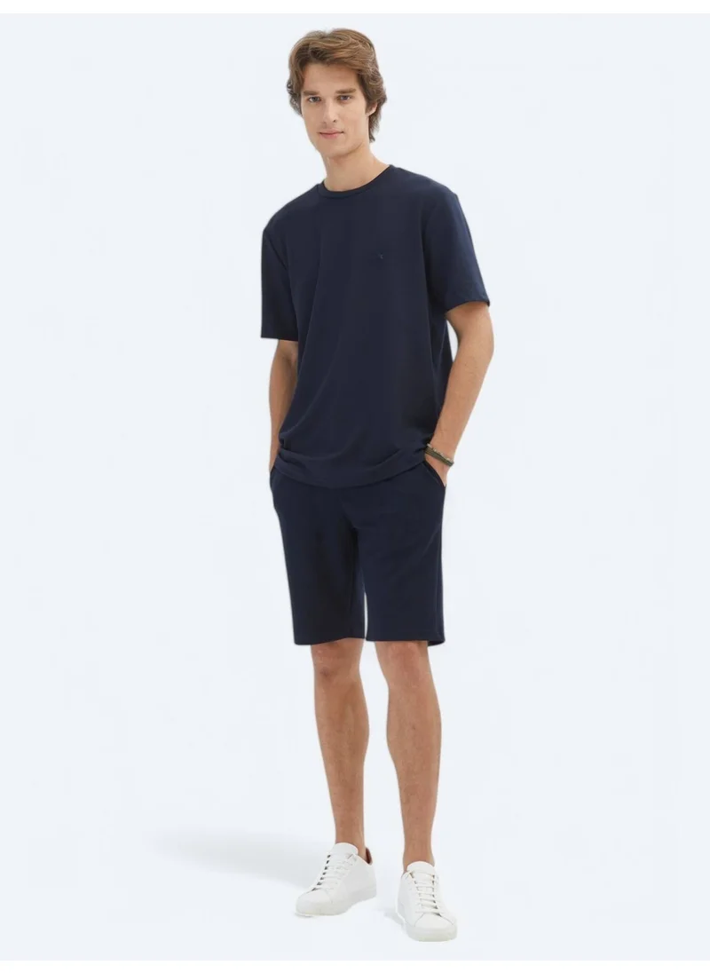 Kip Navy Blue Plain Crew Neck T-Shirt