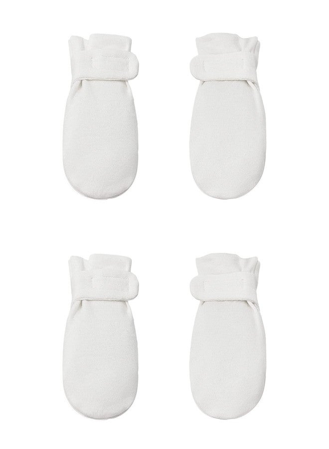 Reyow Newborn Baby No Scratch Mittens Stay On, 100% Cotton Breathable, Adjustable Infant Gloves for Baby Boys Girls Mittens - Image 1