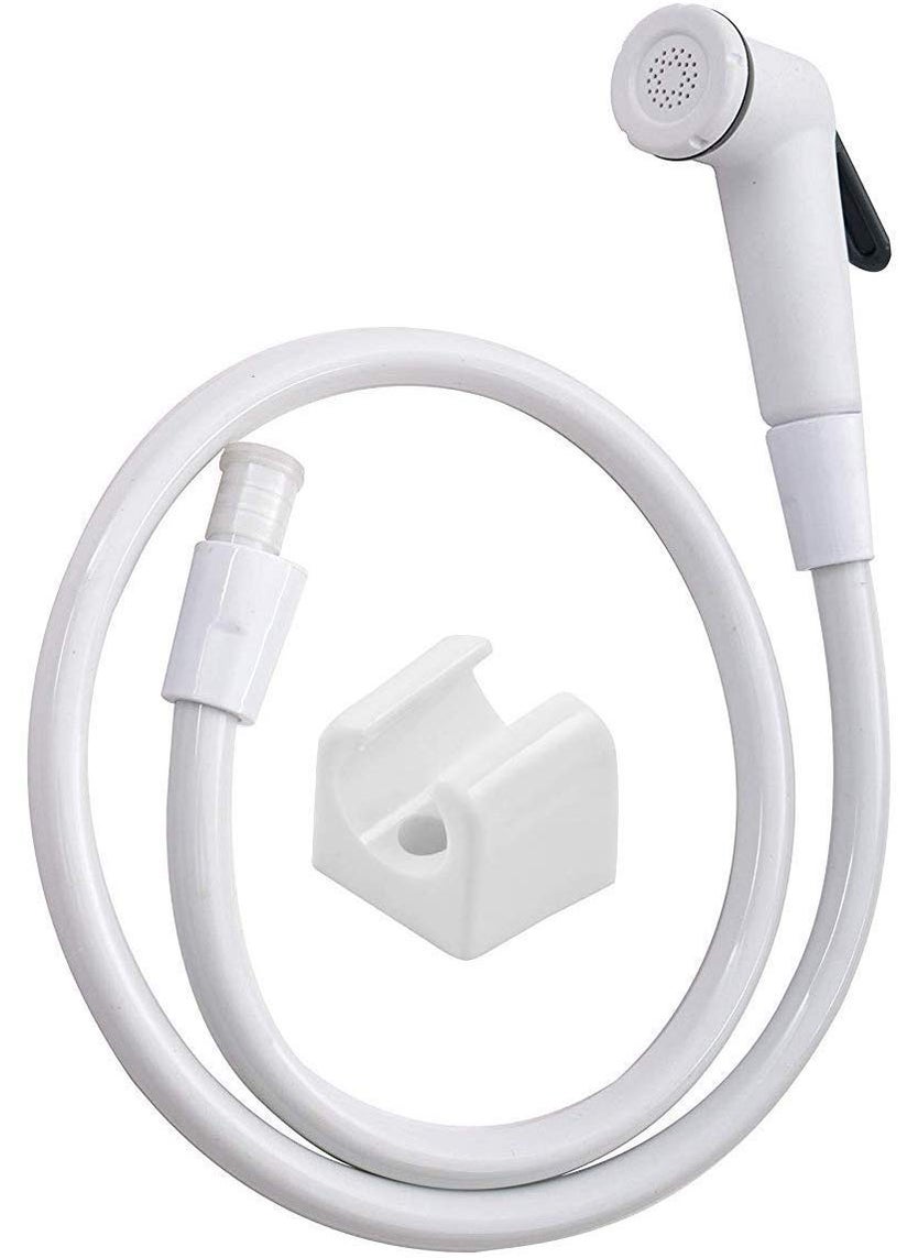 A TO Z A to Z PVC Polished Health Faucet Set with PVC Flexible Tube Wall Hook (Ivory, 1mtr)  - Image 1