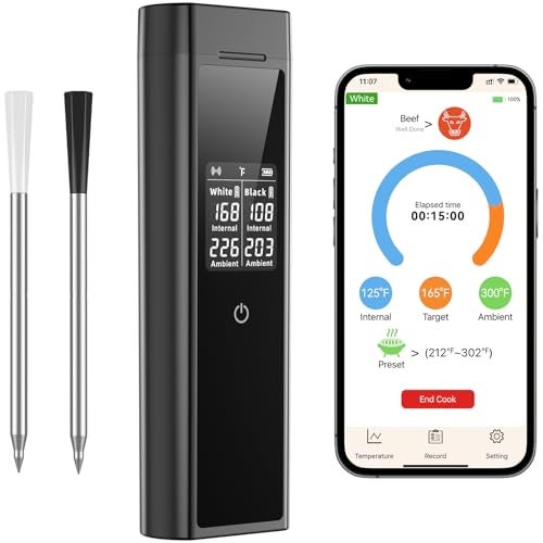 LPSUK Smart Wireless Meat Thermometer Digital, 2 Probes, Advanced Bluetooth Food Thermometer for Cooking, IP67, Real-Time Monitoring & Smart Alerts with APP for BBQ, Grill, Oven, Smoker, Kitchen Gifts - Image 1