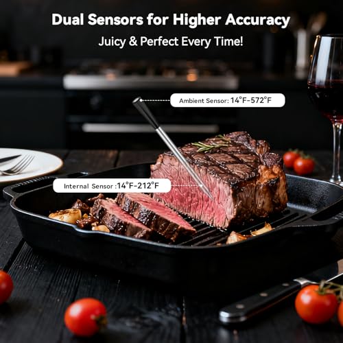 LPSUK Smart Wireless Meat Thermometer Digital, 2 Probes, Advanced Bluetooth Food Thermometer for Cooking, IP67, Real-Time Monitoring & Smart Alerts with APP for BBQ, Grill, Oven, Smoker, Kitchen Gifts - Image 5
