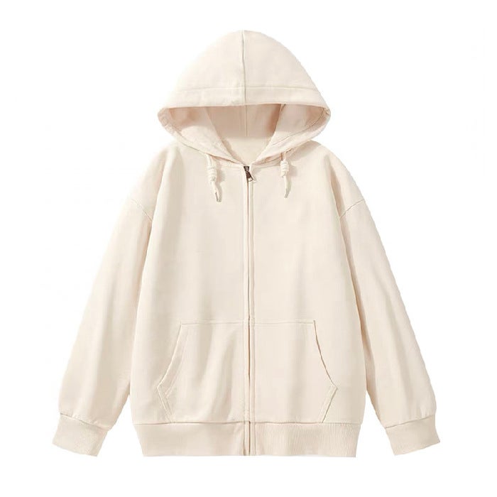 Thick Fleece Hoodie Women Autumn Winter Warm Zipper Jacket 07 milk apricot 