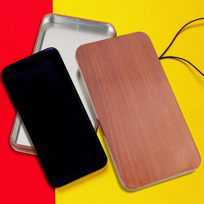 4pcs Tempered Glass Screen Protector Storage Box Tinplate Organizer with Lid Portable Sundry Phone Glass Screen Case Wood Grain Color - Image 5