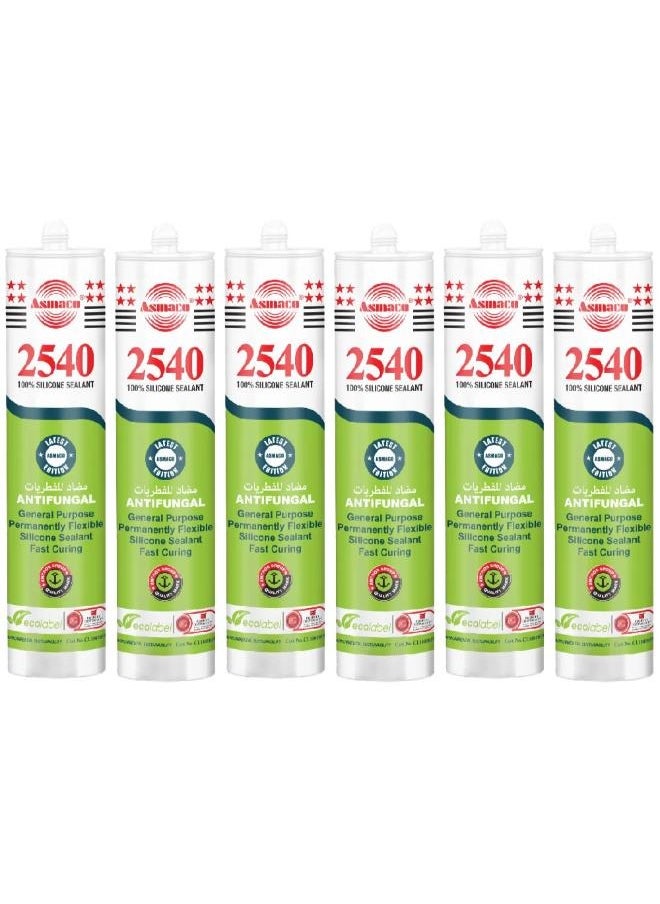 Asmaco - Asmaco 2540 Silicone Sealant - Grey - 280 Ml - Set of 06 - Image 1