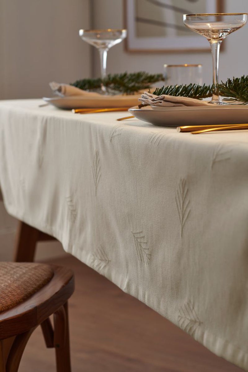 Tchibo Jacquard Tablecloth 140 x 180 cm, Ivory  - Image 1